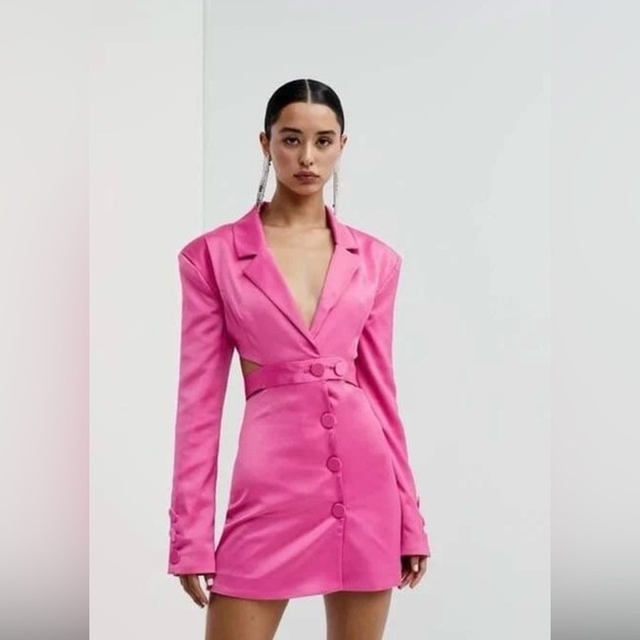 For Love And Lemons Fuchsia Satin Blazer Dress- XS- worn once! - Picture 6 of 16